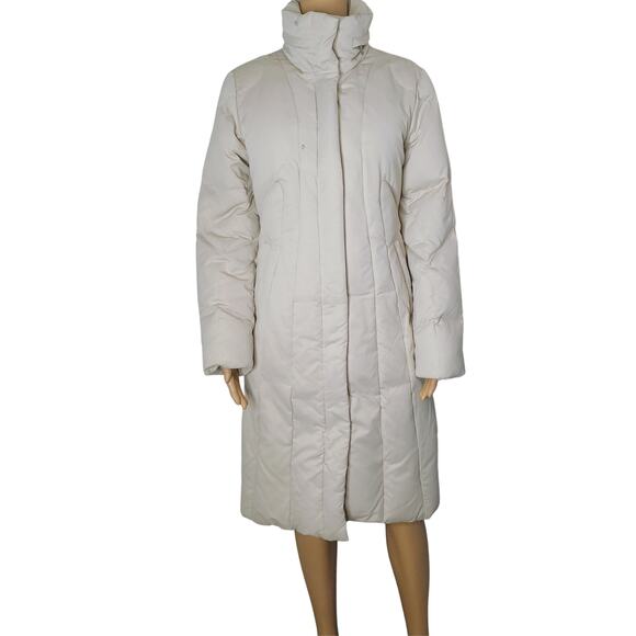 Calvin Klein Beige Performance Women's Puffer Coat Jacket Rollaway Hood Size Med - Picture 1 of 12